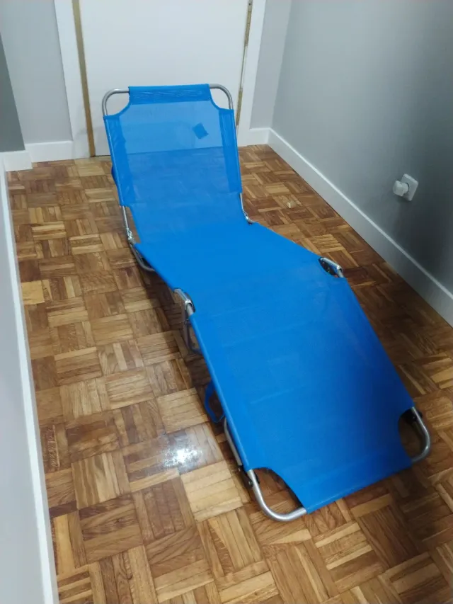Tumbona nueva, azul, plegable