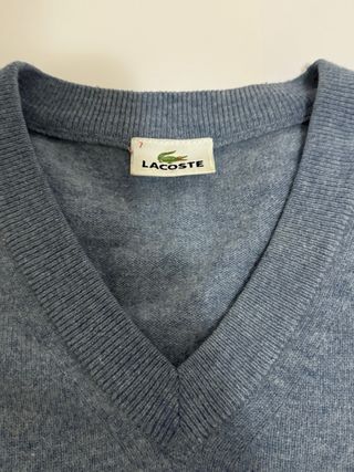 Maglione Lacoste grigio vintage, girocollo a V