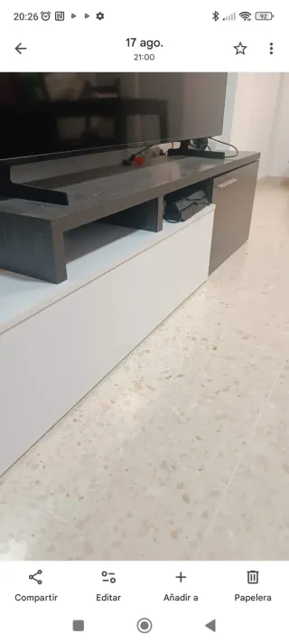 Mueble TV madera y cristal