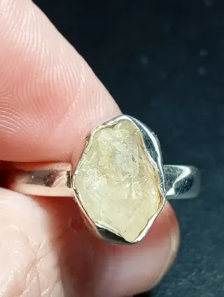 Anillo Plata Ley Piedra cítrinen en bruto
