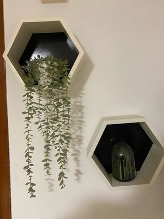 Due Scaffali Esagonali Beige e Nero