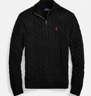 Jersey Polo Ralph Lauren Negro Cable Knit.   nuevo