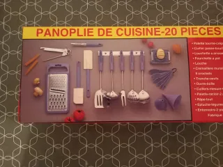 Set 20 Utensilios Cocina Morado/Rojo