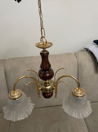 Lámpara de techo vintage madera y metal