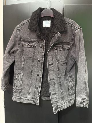 Chaqueta vaquera forrada negra/gris 11/12ans