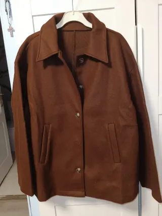 Chaqueta larga de paño mujer marrón(XL-XXL)(6€)
