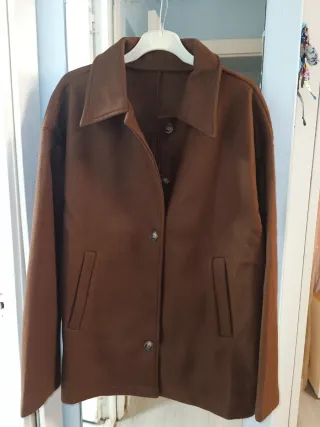 Chaqueta larga de paño mujer marrón(XL-XXL)(6€)