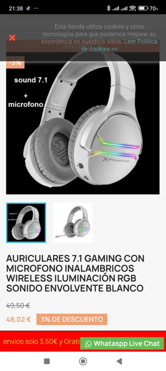 Auriculares Gaming Inalambricos XPhoenix RGB