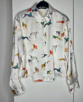 Camisa Zara Estampado Perros Multicolor