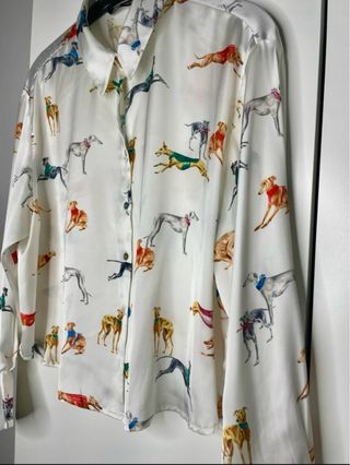 Camisa Zara Estampado Perros Multicolor