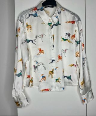 Camisa Zara Estampado Perros Multicolor