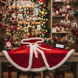 Capa Terciopelo Navideña Premium Roja 120cm