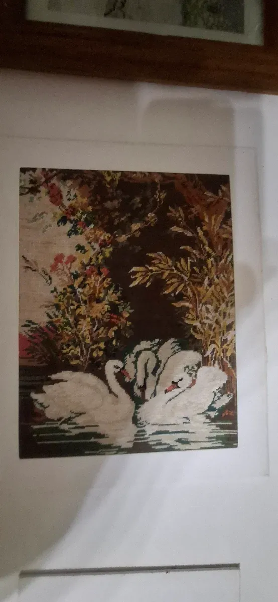 Cuadro Punto de Cruz Cisnes Multicolor