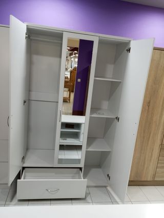 Armario 3 Puertas Blanco con Espejo