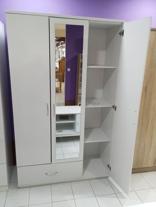 Armario 3 Puertas Blanco con Espejo