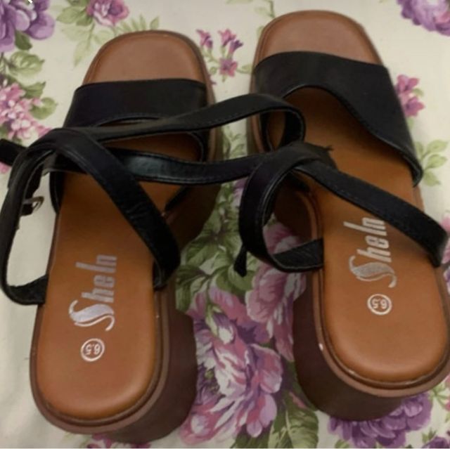 Sandalias Shein Mujer Tacon Negro/Marrón