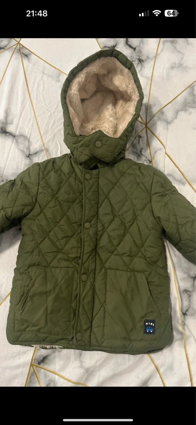 Chaqueta verde bebé con forro