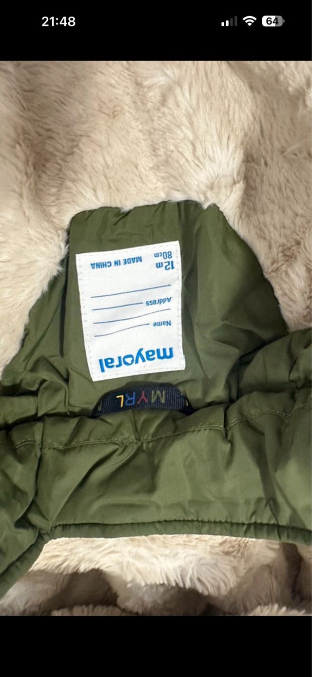 Chaqueta verde bebé con forro