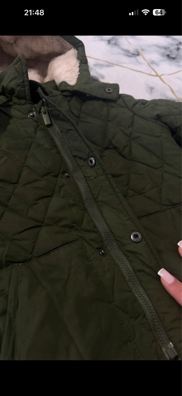 Chaqueta verde bebé con forro