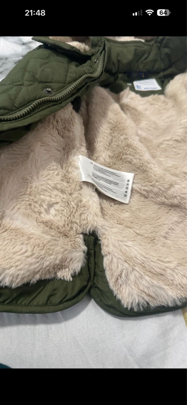 Chaqueta verde bebé con forro