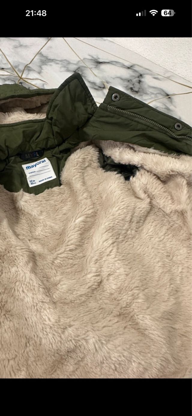 Chaqueta verde bebé con forro