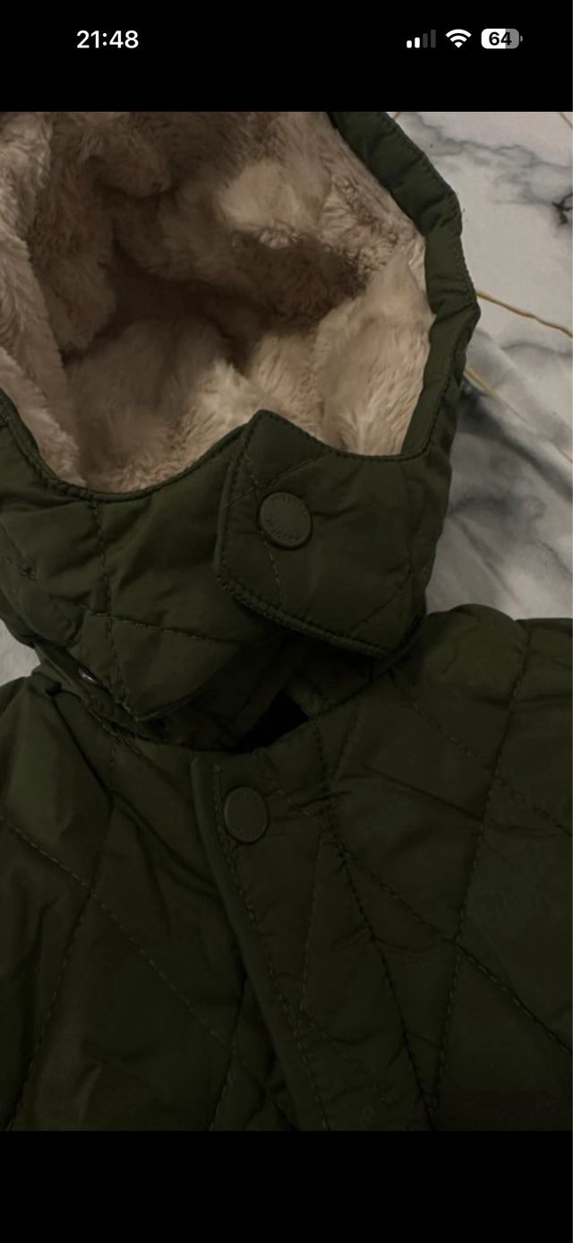 Chaqueta verde bebé con forro