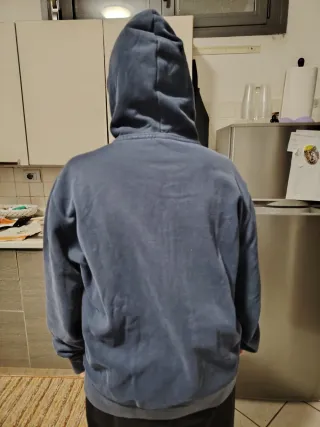 Felpa Champion con cappuccio blu e scritta rossa