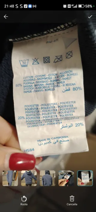 Felpa Champion con cappuccio blu e scritta rossa