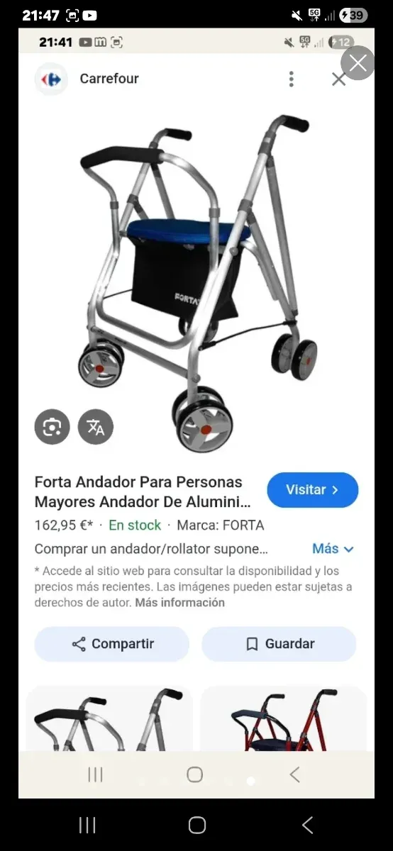 Andador para adulto con asiento