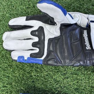 Guantes Moto Piel Azul y Blanco