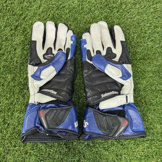 Guantes Moto Piel Azul y Blanco