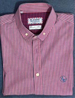 Camisa El Ganso Rayas Rosa y Gris Talla M