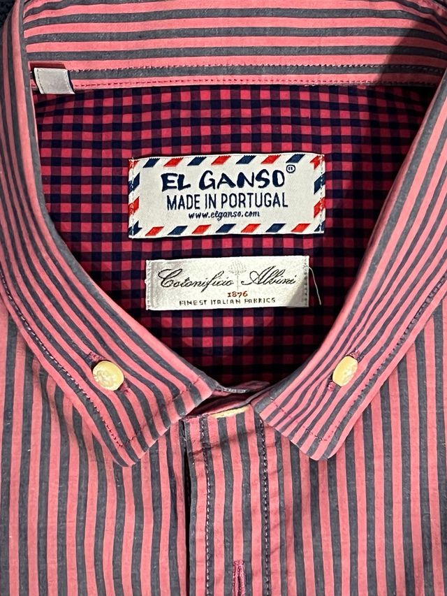 Camisa El Ganso Rayas Rosa y Gris Talla M