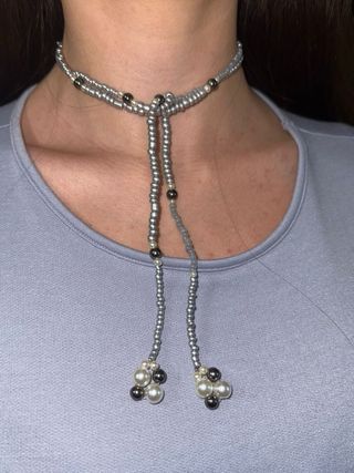 collana argento e perla  regolabile,fatta a mano