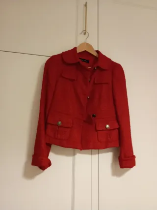 Chaqueta tweed roja Zara