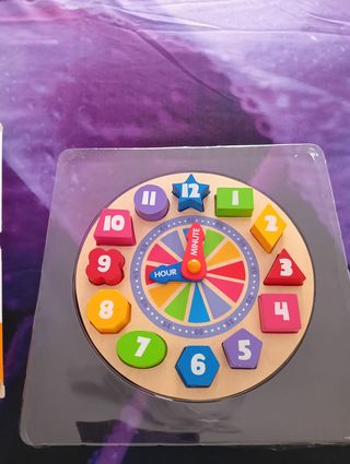 Reloj Puzzle Madera Números y Formas