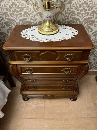 Mesa consola antigua madera y mármol