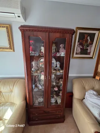 Mesa consola antigua madera y mármol