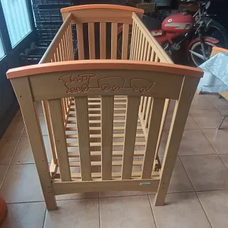 Cuna Cama Alondra Madera Naranja