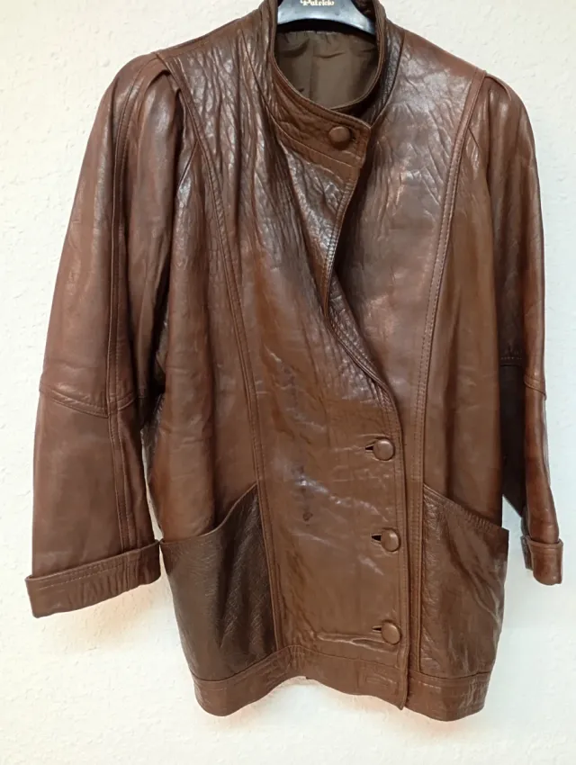 Chaquetón Piel Vintage Marrón
