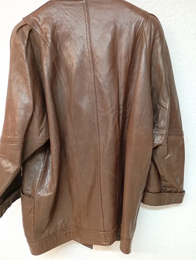 Chaquetón Piel Vintage Marrón