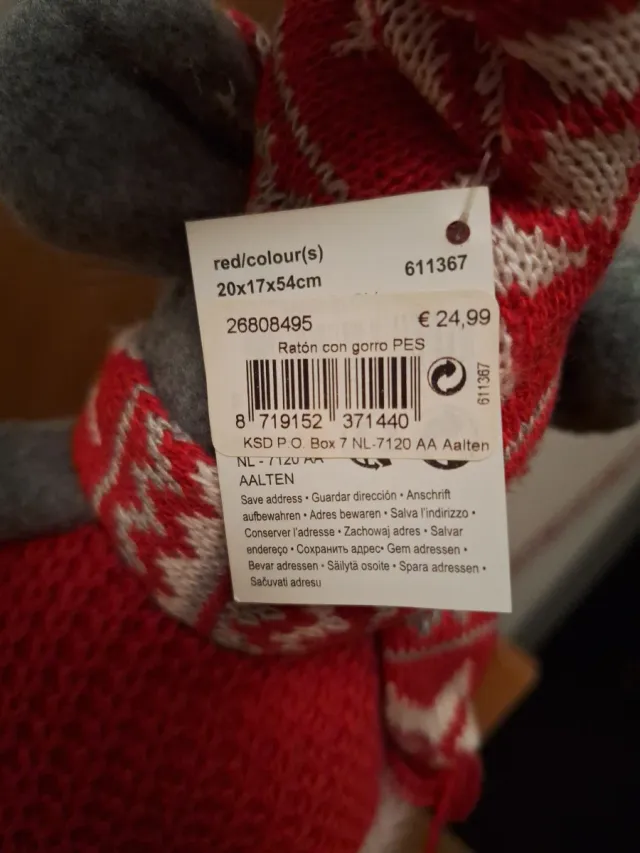 Ratón Navideño Decoración Tela