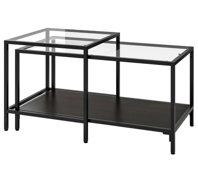Juego 2 mesas nido centro cristal y metal Vittsjö