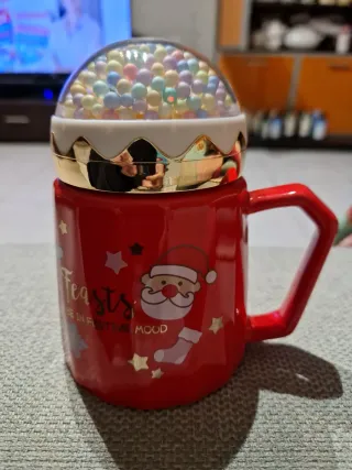 Tazza Natale Coperchio Palline Colorate