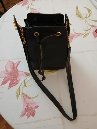 Borsa Secchiello Vera Pelle Artigianale Nera