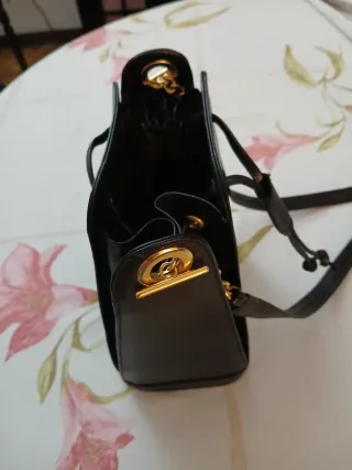 Borsa Secchiello Vera Pelle Artigianale Nera