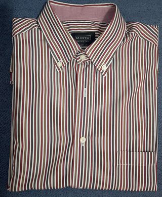 Camisa Mirto Rayas Marrón y Rojo.