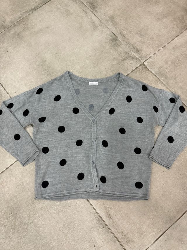 Cardigan donna pois grigio