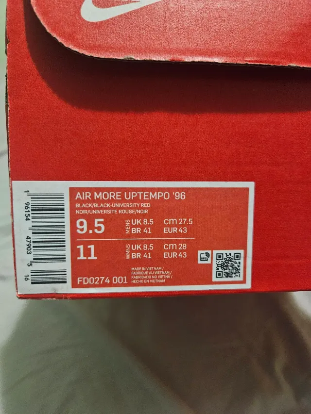 Nike Air More Uptempo '96 Negro Rojo