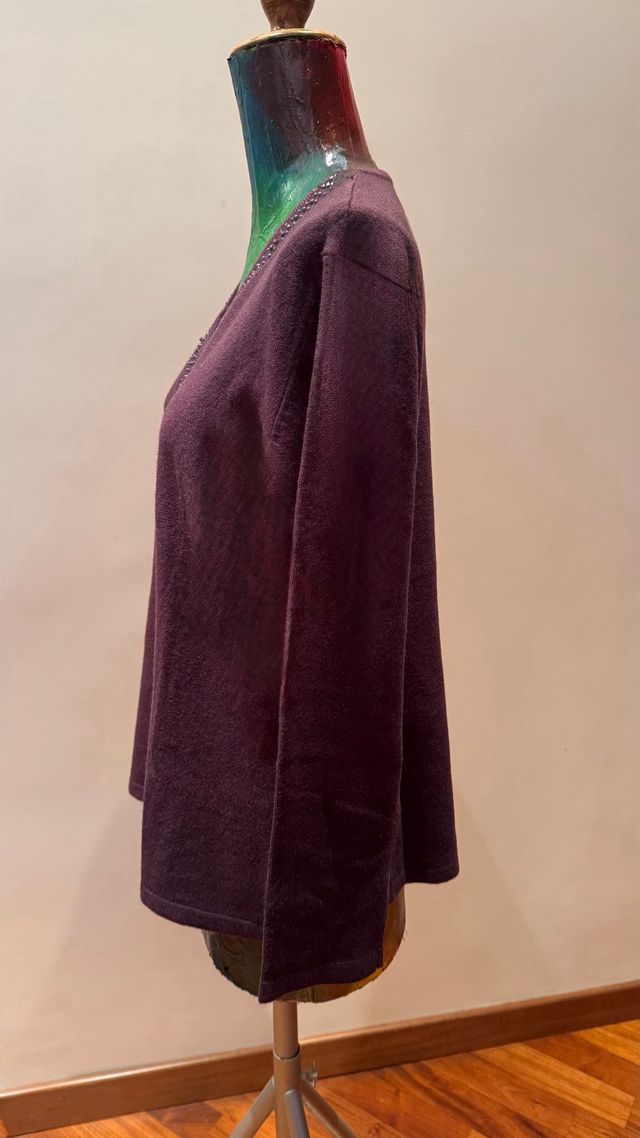 Maglia donna vinaccia con perline